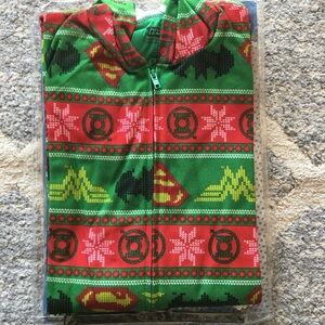 NEW Underboss Justice League Ugly Sweater One Piece Pajama, Sz S/M